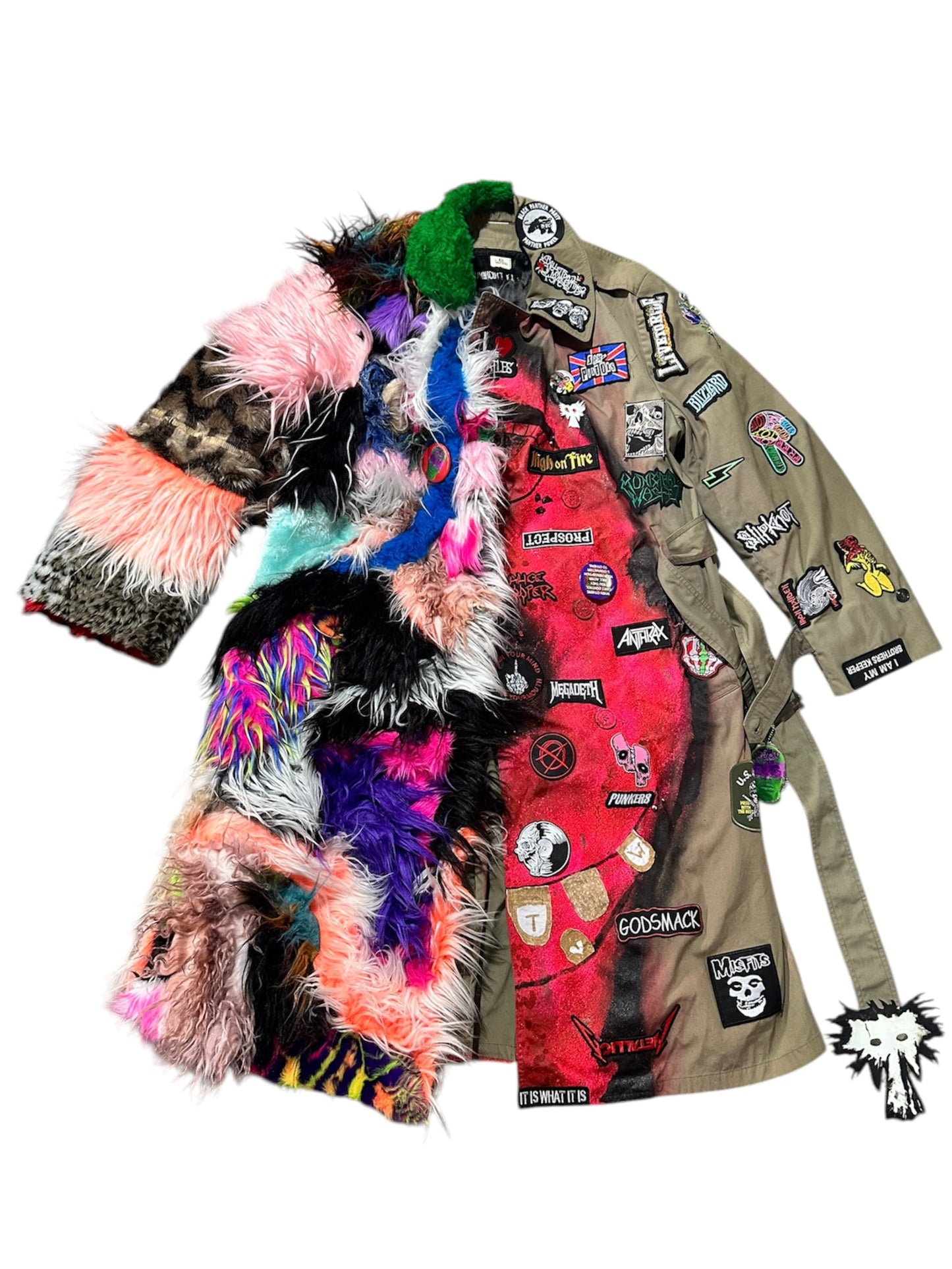 Here comes the hill Fur-Punk trench coat 1 of 1