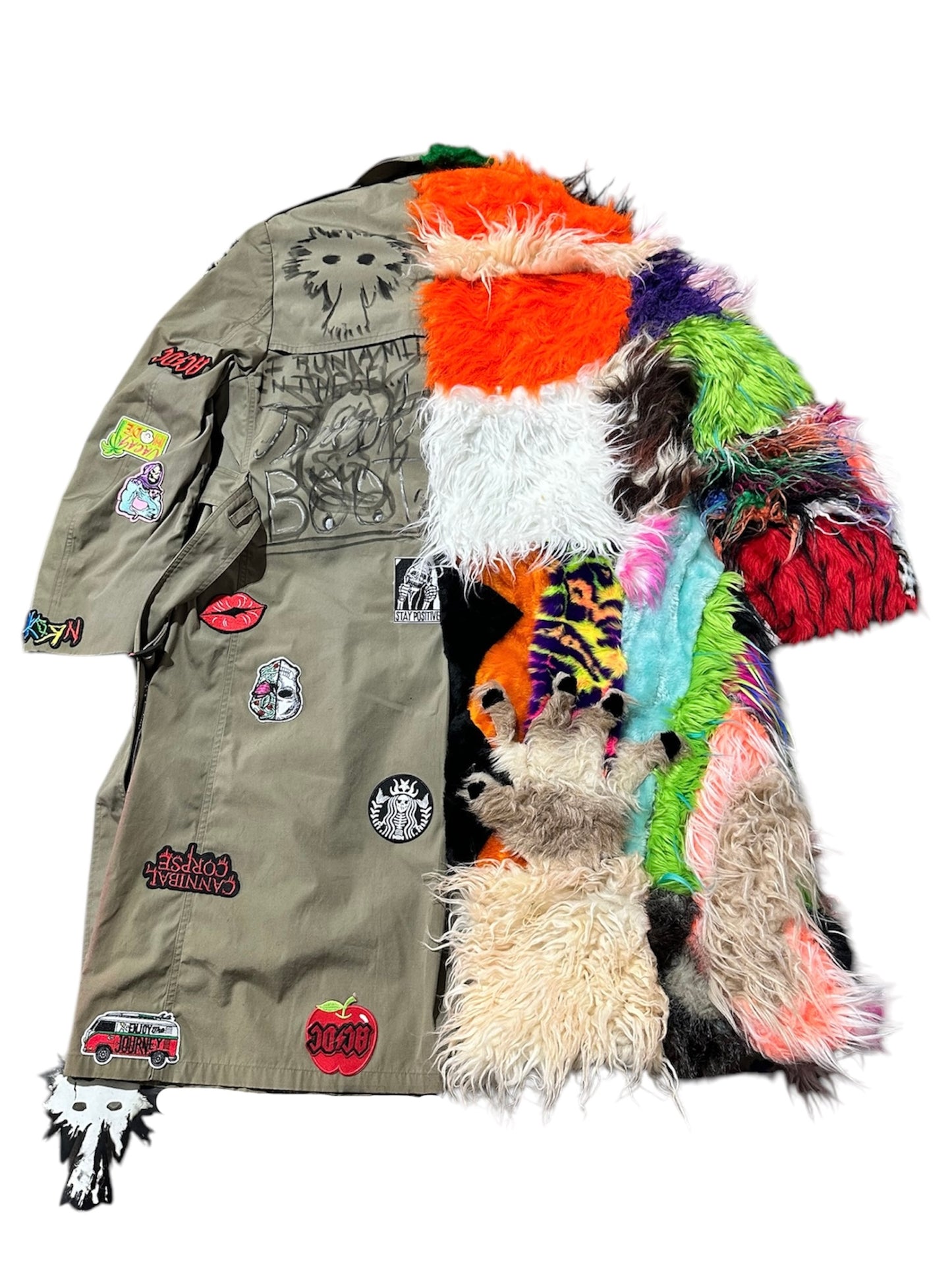 Here comes the hill Fur-Punk trench coat 1 of 1